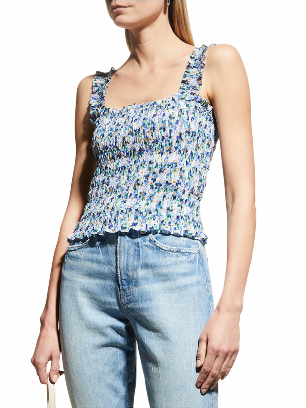 Veronica Beard Averie Smocked Tank Top